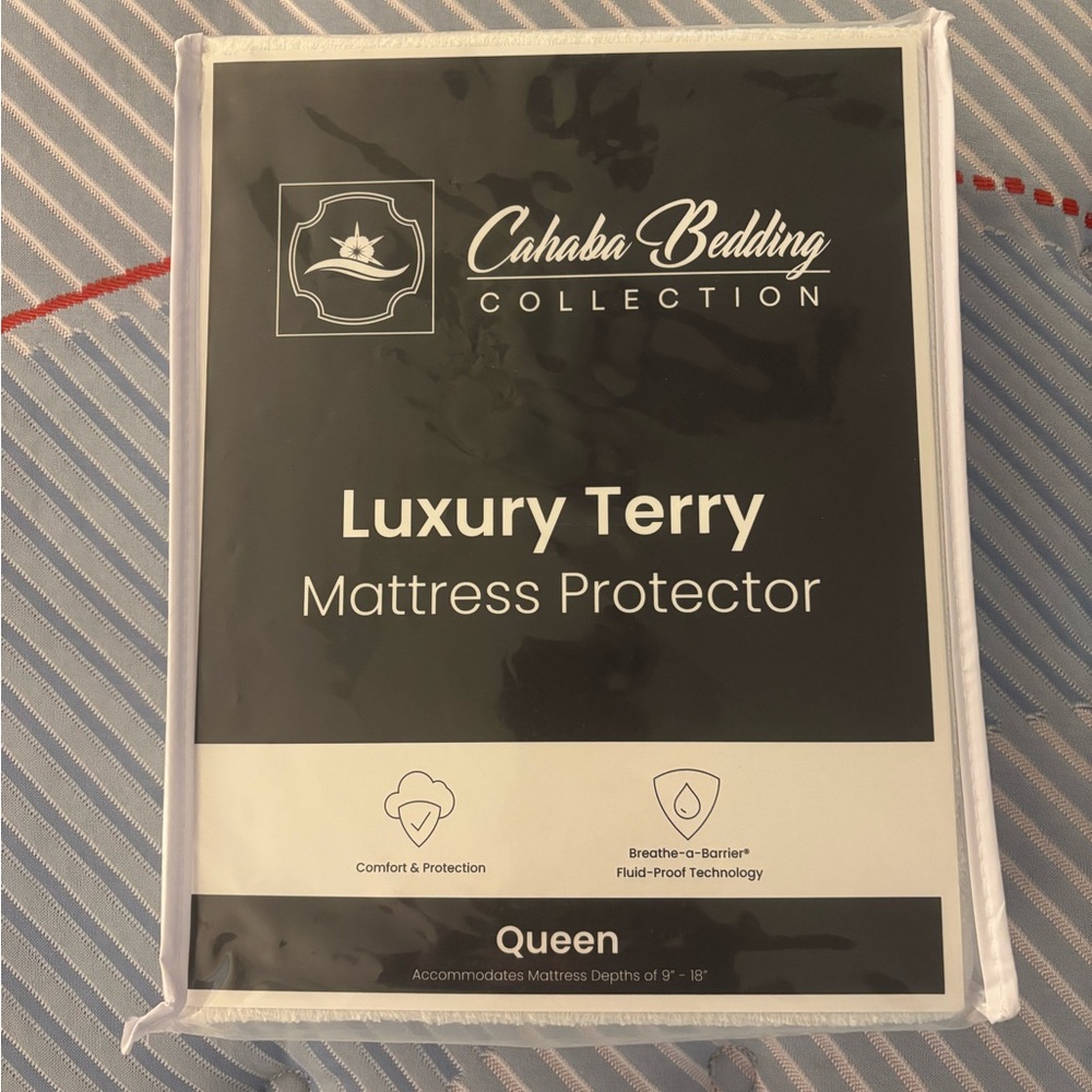 Title: NWT Queen Mattress Protector – Soft Terry Top, Waterproof & Breathable